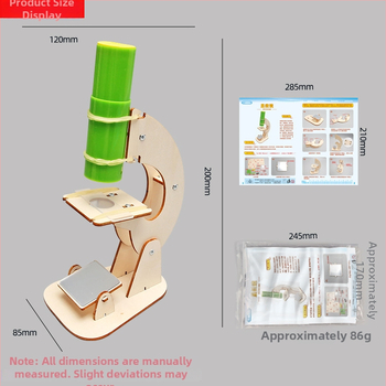 Drevený mikroskop pre deti — ručne zostaviteľný balíček vedeckých experimentov, vzdelávacia pomôcka, pre vek 7-14 rokov