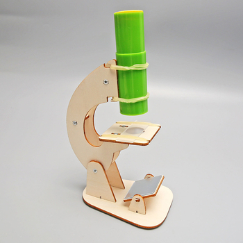 Drevený mikroskop pre deti — ručne zostaviteľný balíček vedeckých experimentov, vzdelávacia pomôcka, pre vek 7-14 rokov