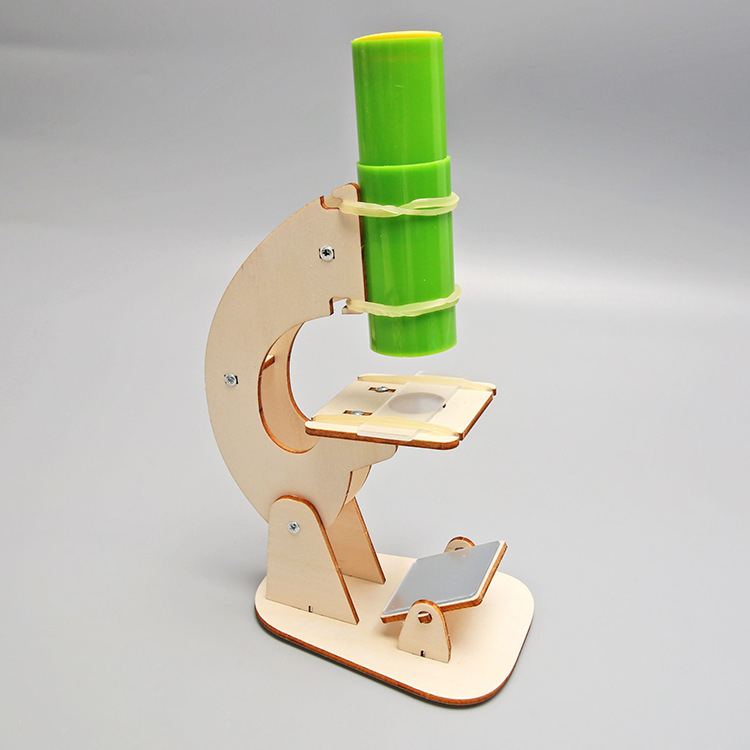 Drevený mikroskop pre deti — ručne zostaviteľný balíček vedeckých experimentov, vzdelávacia pomôcka, pre vek 7-14 rokov