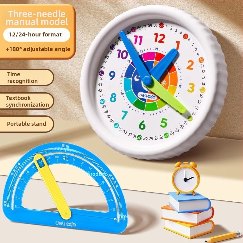 Deli plastový hodinový učebný model pre deti 4–6 rokov — kognitívne učenie času