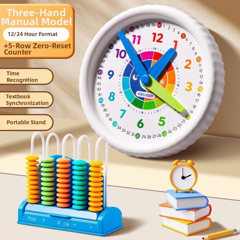 Deli plastový hodinový učebný model pre deti 4–6 rokov — kognitívne učenie času