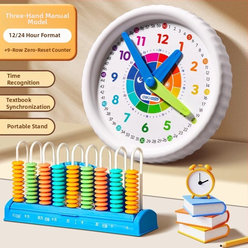 Deli plastový hodinový učebný model pre deti 4–6 rokov — kognitívne učenie času