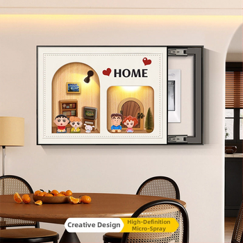 Retro dekoratívny obraz pre kryt elektroméra, s rámom z hliníkovej zliatiny, olejové plátno, jednopanely