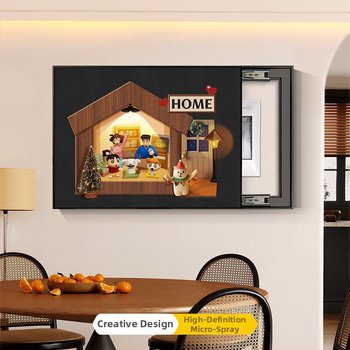 Retro dekoratívny obraz pre kryt elektroméra, s rámom z hliníkovej zliatiny, olejové plátno, jednopanely