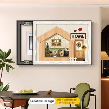 Retro dekoratívny obraz pre kryt elektroméra, s rámom z hliníkovej zliatiny, olejové plátno, jednopanely