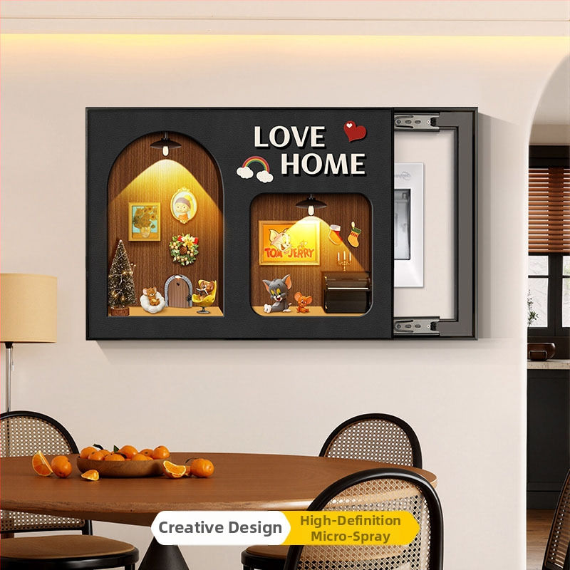 Retro dekoratívny obraz pre kryt elektroméra, s rámom z hliníkovej zliatiny, olejové plátno, jednopanely