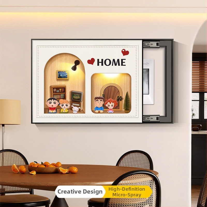 Retro dekoratívny obraz pre kryt elektroméra, s rámom z hliníkovej zliatiny, olejové plátno, jednopanely