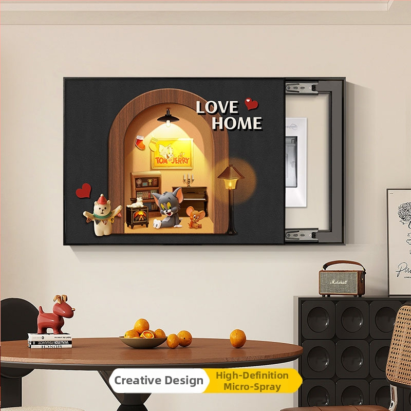 Retro dekoratívny obraz pre kryt elektroméra, s rámom z hliníkovej zliatiny, olejové plátno, jednopanely