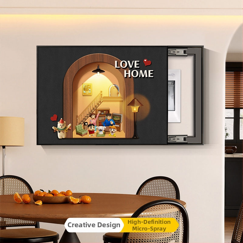 Retro dekoratívny obraz pre kryt elektroméra, s rámom z hliníkovej zliatiny, olejové plátno, jednopanely