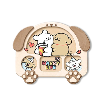 Tablou decorativ pentru cutia electrică cu un cățel în stil liniar, crem, înrămat, pânză Crystal Film, potrivit pentru living și dining