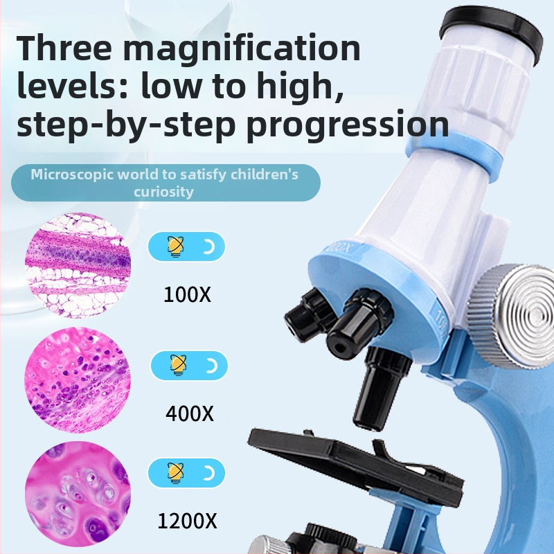 Izglītojošs optiskais mikroskops, 1200x palielinājums, 16x okulārs, 10x objektīvs, modelis 58