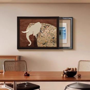 Obraz na elektrický rozvádzač vo vintage štýle s rámom – jednopanelný, vhodný do obývačky a jedálne