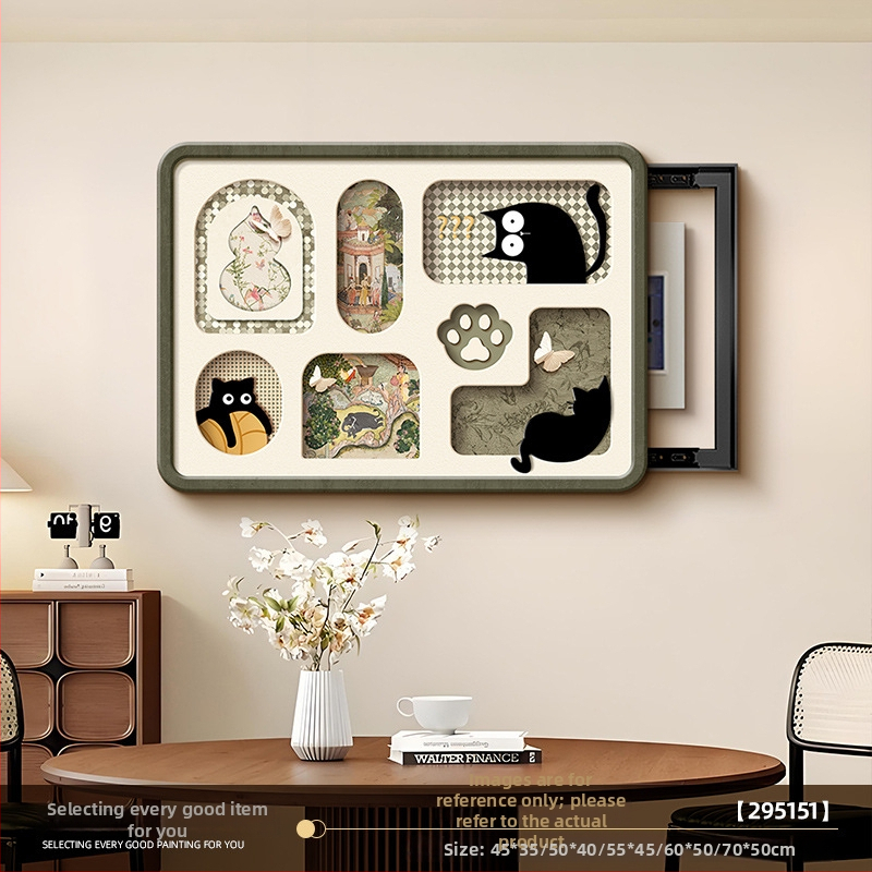 Obraz na elektrický rozvádzač vo vintage štýle s rámom – jednopanelný, vhodný do obývačky a jedálne