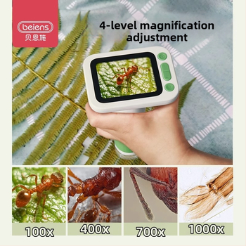 Detský prenosný digitálny mikroskop pre bunky – Benz, plastové telo, vhodný pre deti do 14 rokov, papierové balenie.