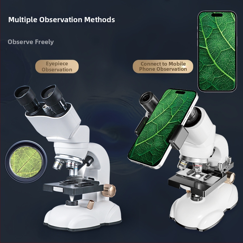 Binokulárny optický mikroskop 1600X, Vedecká súprava na experimenty, Plastový materiál, pre vek 7–14 rokov