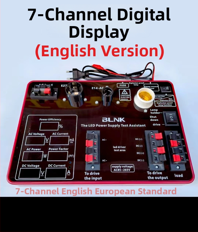 Viacúčelové LED testovacie puzdro pre testovanie LED napájania a svietidiel — Model JJS-10P; meria prúd, napätie a výkon; určené na testovanie LED napájacích zdrojov, LED žiaroviek a stropných svietidiel.