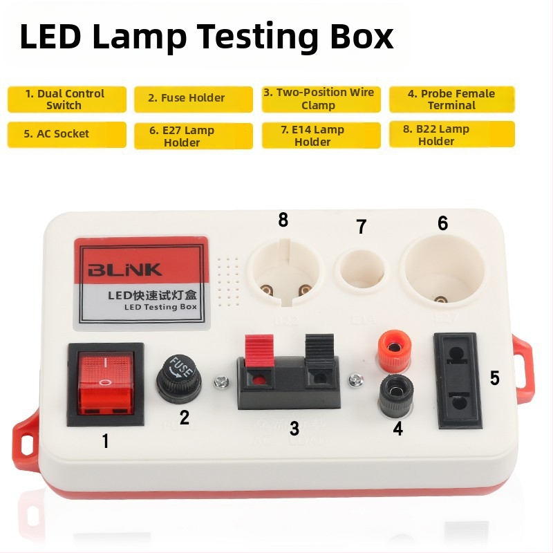 Viacúčelové LED testovacie puzdro pre testovanie LED napájania a svietidiel — Model JJS-10P; meria prúd, napätie a výkon; určené na testovanie LED napájacích zdrojov, LED žiaroviek a stropných svietidiel.