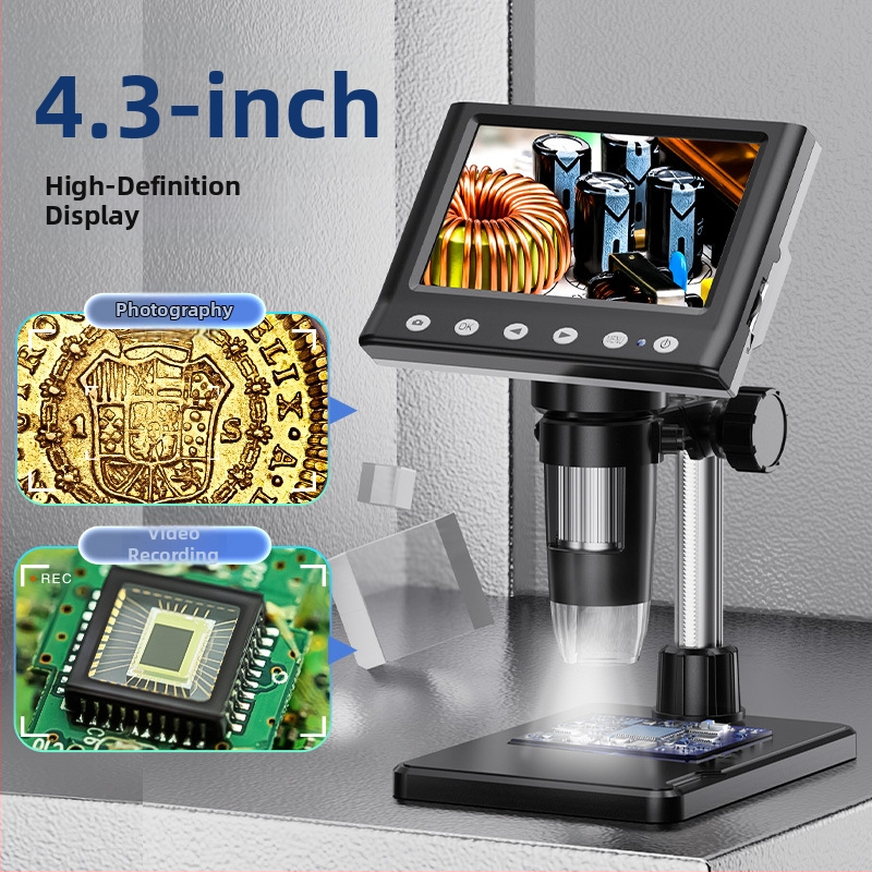Digitálny mikroskop pre opravu mobilných telefónov, inšpekciu elektronických dosiek a pozorovanie rastlín — Model DM7-Z33; Značka Haiweixun; Aplikácie: priemyselné inšpekcie, opravy dosiek, pozorovanie rastlín.