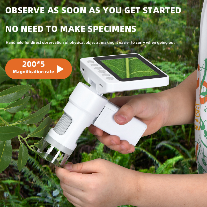Digitálny mikroskop pre vedecké pokusy - prenosný, ručný, HD kvalita, vysoké zväčšenie, plastová konštrukcia, vzdelávacia hračka pre deti 7–14 rokov