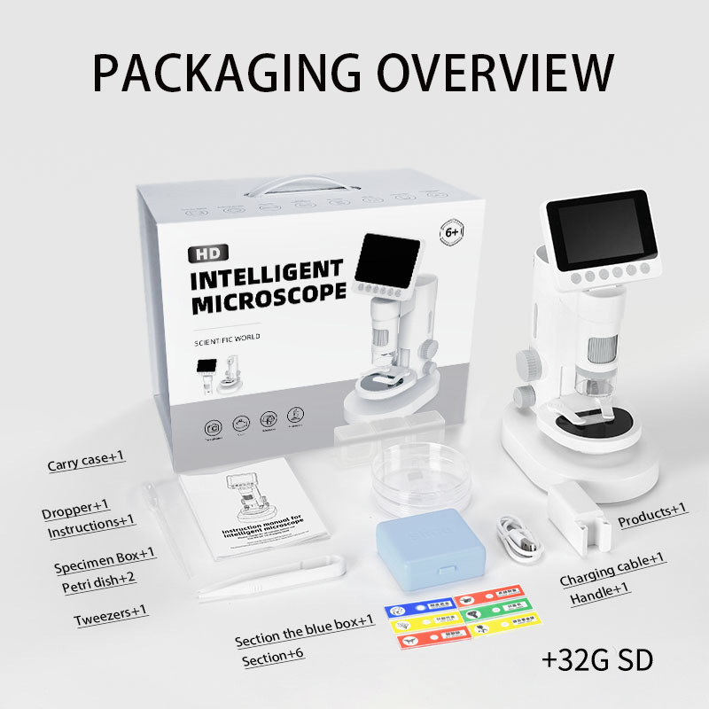 Digitálny mikroskop pre vedecké pokusy - prenosný, ručný, HD kvalita, vysoké zväčšenie, plastová konštrukcia, vzdelávacia hračka pre deti 7–14 rokov