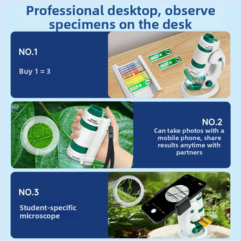 Detský Prenosný Mikroskop – Biologický Vzdelávací Kit, Darčeková Sada, Viacfunkčný, DIY