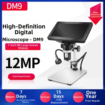 Digitálny mikroskop s 1200x zväčšením, HD displej, káblové diaľkové ovládanie, vnútorná nabíjateľná batéria a zabudované osvetlenie.