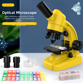 Vzdelávací mikroskop pre biológiu/chemickú výchovu detí, ABS telo, DIY, bez elektriny, vek 7–14 rokov, značka Blue Bamboo Culture