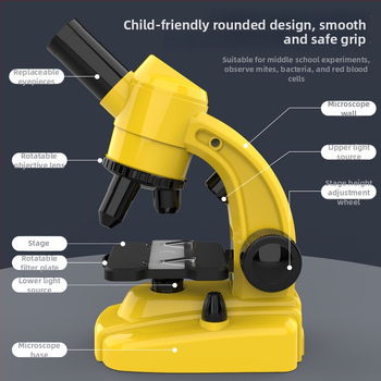 Vzdelávací mikroskop pre biológiu/chemickú výchovu detí, ABS telo, DIY, bez elektriny, vek 7–14 rokov, značka Blue Bamboo Culture