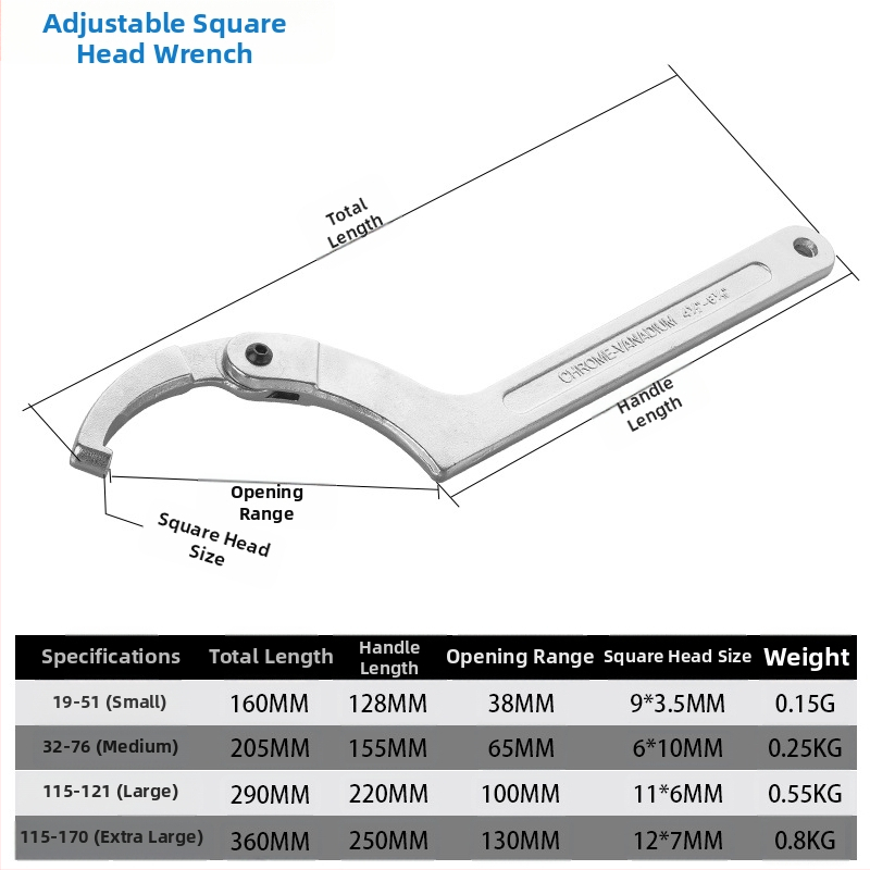 Podesivi kljuć s kukom u obliku polumjeseca za poklop vodomjera, čelik 45#