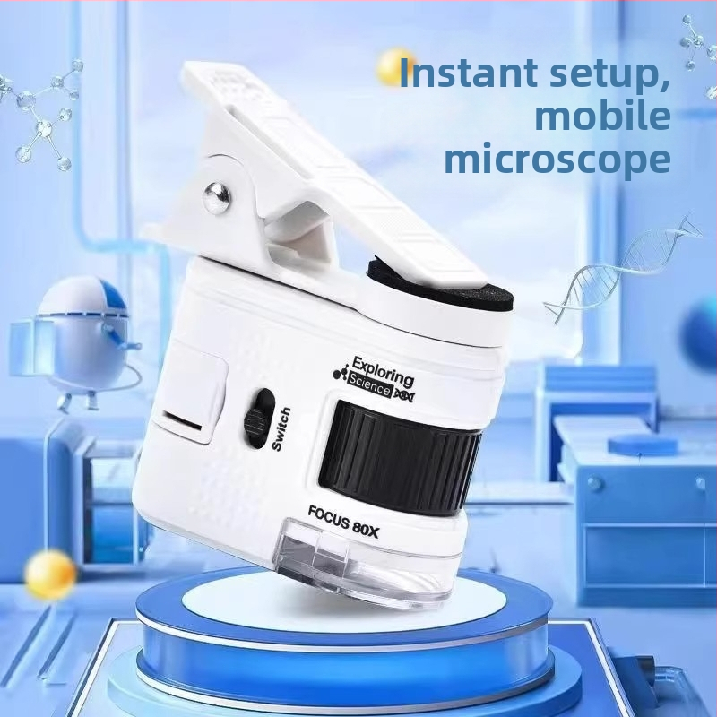 Prenosný mikroskop pre deti — ručne ovládateľný, pozorovanie baktérií, vzdelávacia hračka pre vek 7–14 rokov
