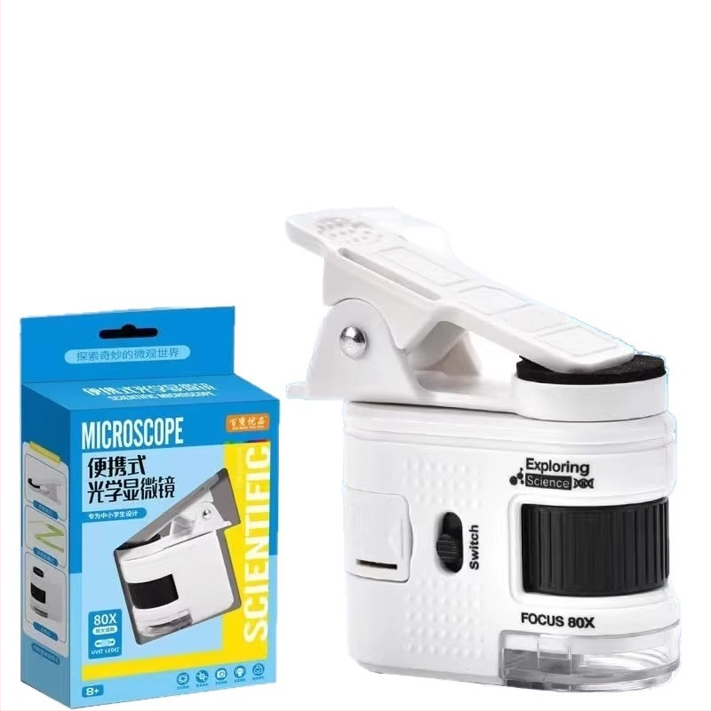 Prenosný mikroskop pre deti — ručne ovládateľný, pozorovanie baktérií, vzdelávacia hračka pre vek 7–14 rokov