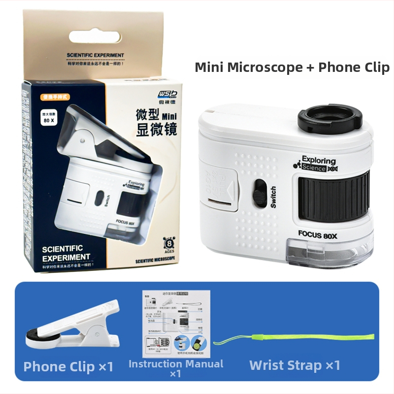 Prenosný mikroskop pre deti — ručne ovládateľný, pozorovanie baktérií, vzdelávacia hračka pre vek 7–14 rokov