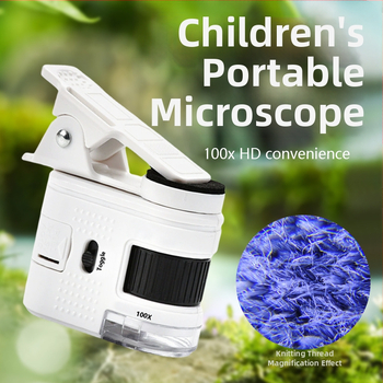 Chuda 100x Mini Mikroskop pre deti s LED svetlom a lampou na detekciu bankoviek