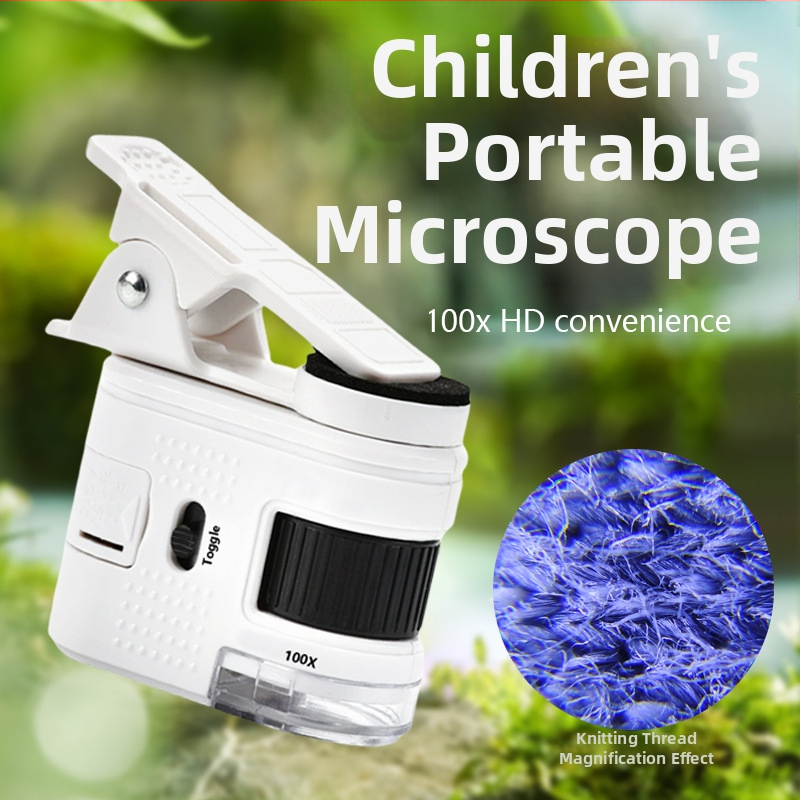 Chuda 100x Mini Mikroskop pre deti s LED svetlom a lampou na detekciu bankoviek