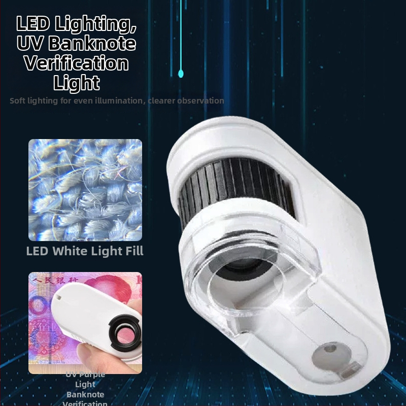 Chuda 100x Mini Mikroskop pre deti s LED svetlom a lampou na detekciu bankoviek
