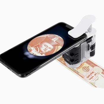 Chuda mikroskop pre mobilný telefón s univerzálnym rozhraním, šošovka typu karta s viacerými zväčšeniami, model 9596, vrátane textilného púzdra, lupa na identifikáciu porcelánu