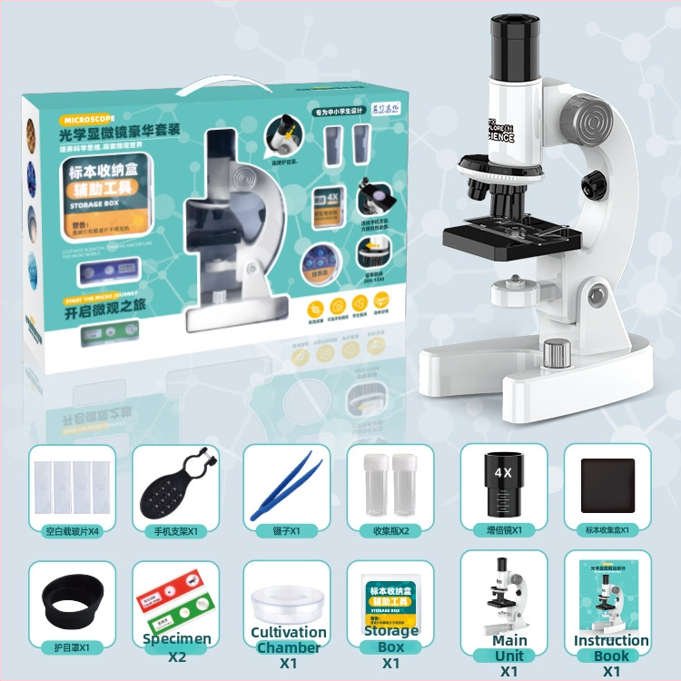 Optický mikroskop s vysokým rozlíšením pre vzdelávacie experimenty z biológie/chemie, ABS DIY hračka pre deti 4–6 rokov, bez elektriny