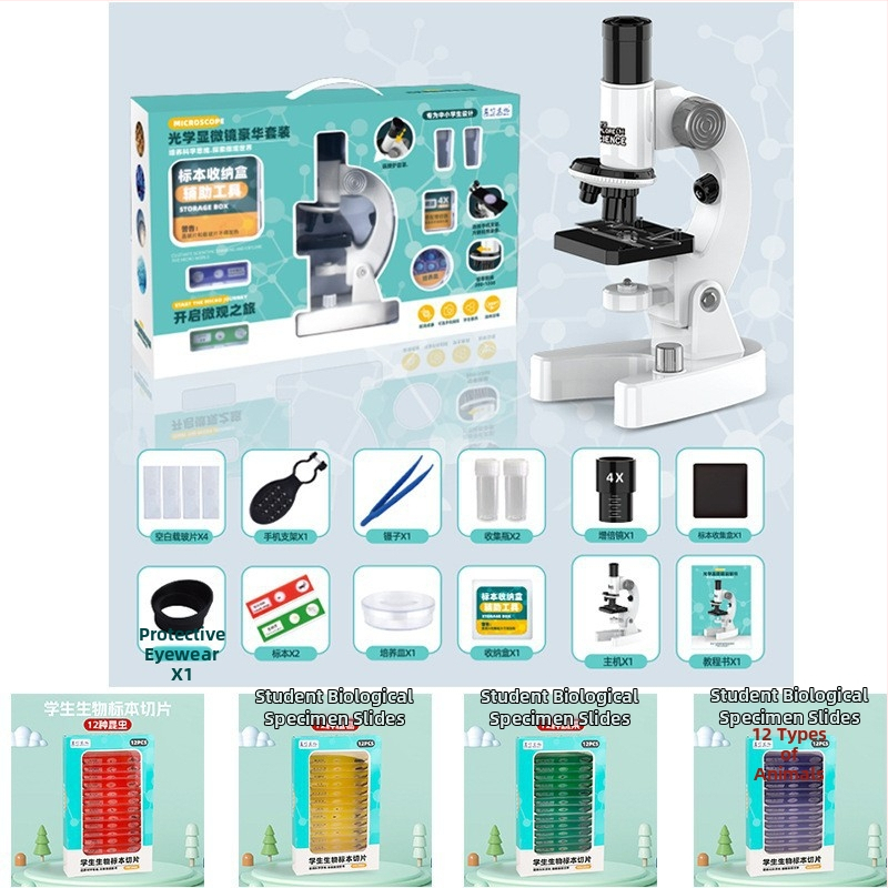 Optický mikroskop s vysokým rozlíšením pre vzdelávacie experimenty z biológie/chemie, ABS DIY hračka pre deti 4–6 rokov, bez elektriny