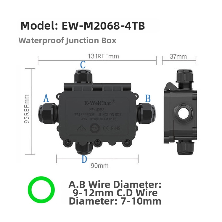 E-WeiChat vízálló műanyag csatlakozó doboz kültéri LED világításhoz – licencelhető magáncímke