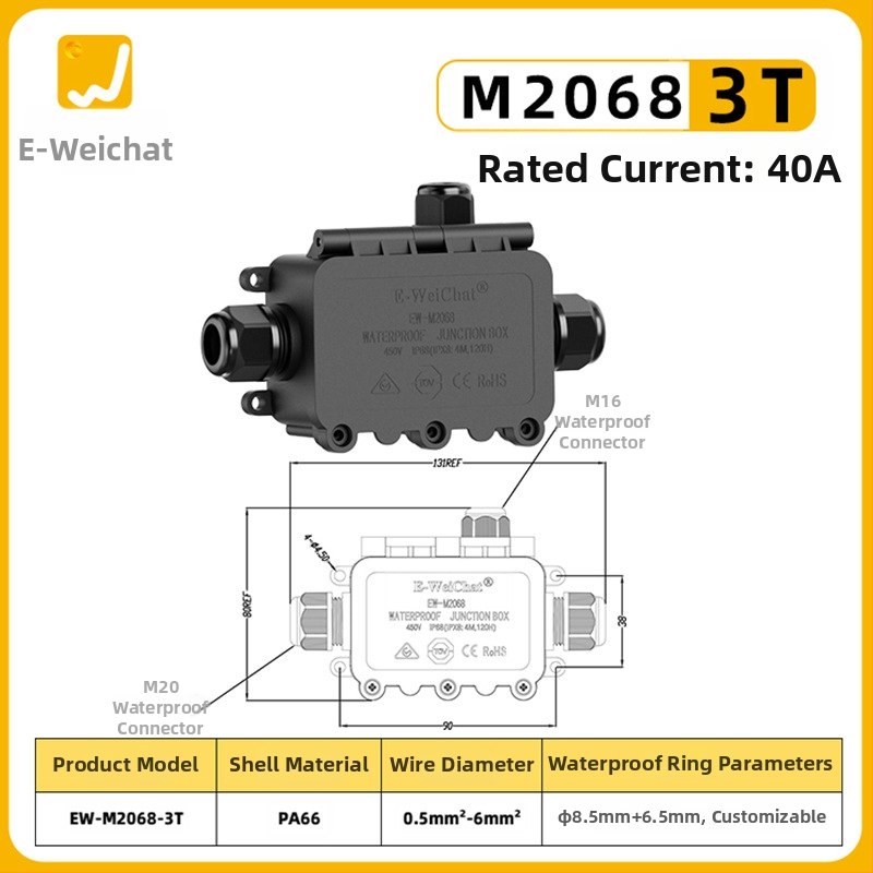E-WeiChat vízálló műanyag csatlakozó doboz kültéri LED világításhoz – licencelhető magáncímke
