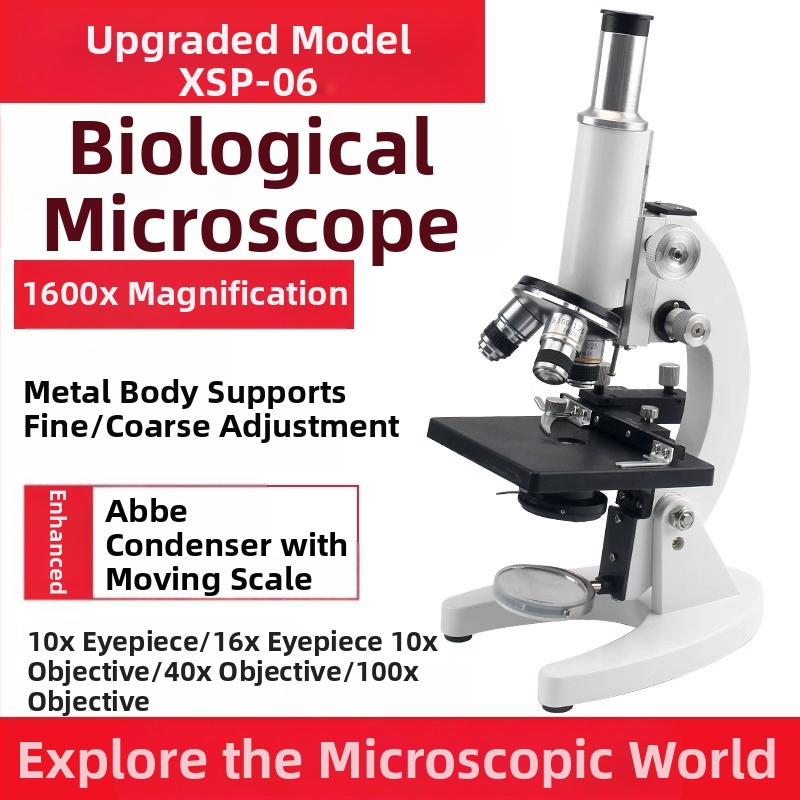 Biologický mikroskop pre študentov, zväčšenie 640x, Full of Wisdom značka, učebný mikroskop