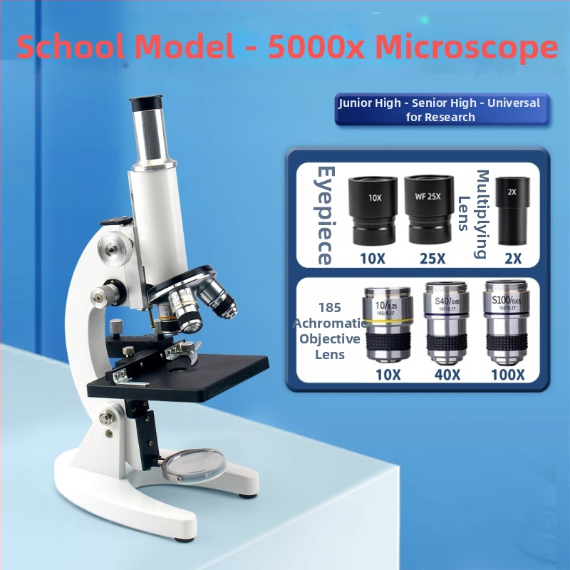 Biologický mikroskop pre študentov, zväčšenie 640x, Full of Wisdom značka, učebný mikroskop