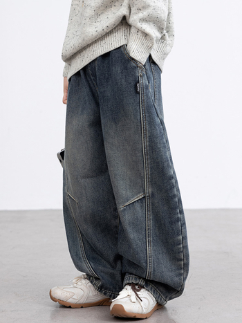 Detské džínové nohavice pre chlapcov s fleecovým podšitím na zimu a jeseň, elastický stredový pás, dlhé, pre deti nad 8 rokov (viac ako 140 cm)