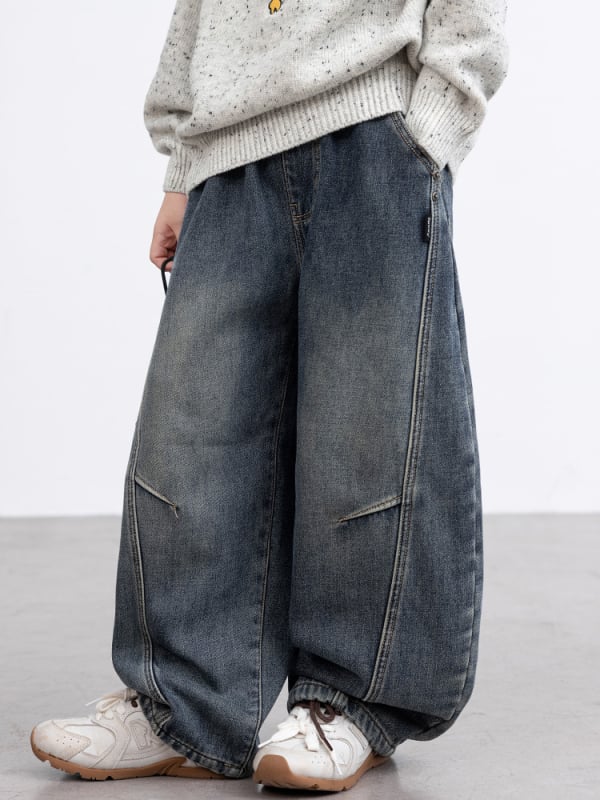 Detské džínové nohavice pre chlapcov s fleecovým podšitím na zimu a jeseň, elastický stredový pás, dlhé, pre deti nad 8 rokov (viac ako 140 cm)