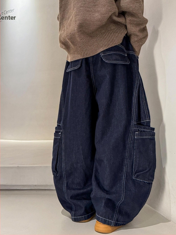 Detské džínyové nohavice do práce - pružný pás, jednofarebné, 65% bavlna + 35% iné vlákna, zimná sezóna