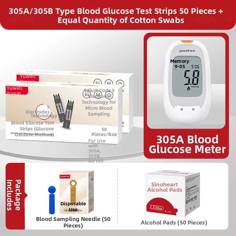 Merací prístroj na krvný cukor s jednotlivo balenými testovacími prúžkami, domáce použitie, plne automatický tester, kalibračný kód 306; Značka Leaping Fish