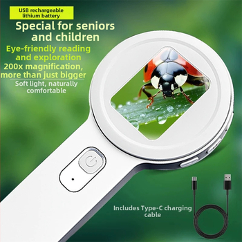 Ručný digitálny mikroskop s lupou na hodnotenie šperkov a drahokamov, vysoké rozlíšenie, inšpekcia a čitateľná pomôcka pre deti