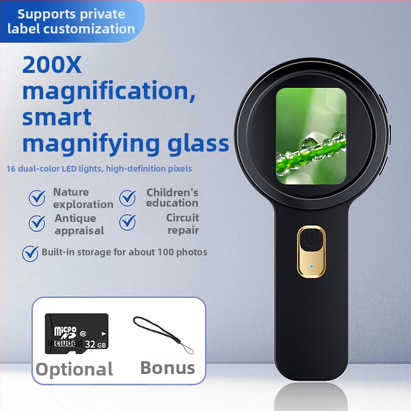 Rokas digitālais mikroskops-lupa rotaslietām un dārgakmeņiem, augstas izšķirtspējas pārbaude un lasīšanas palīgs bērniem