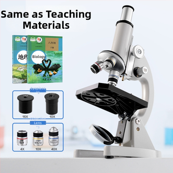 Optický mikroskop s vysokým rozlíšením pre biológiu a vzdelávanie — kovové telo, ručné ovládanie, pre študentov 14–35 rokov, značka Deli