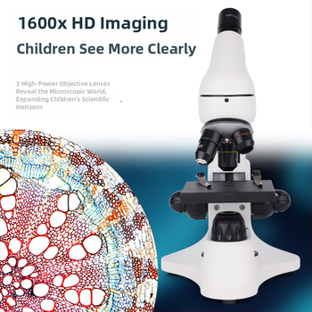 Bossdun monocokulárny mikroskop, 1600× zväčšenie, biologické pozorovanie, pre žiakov základných a stredných škôl